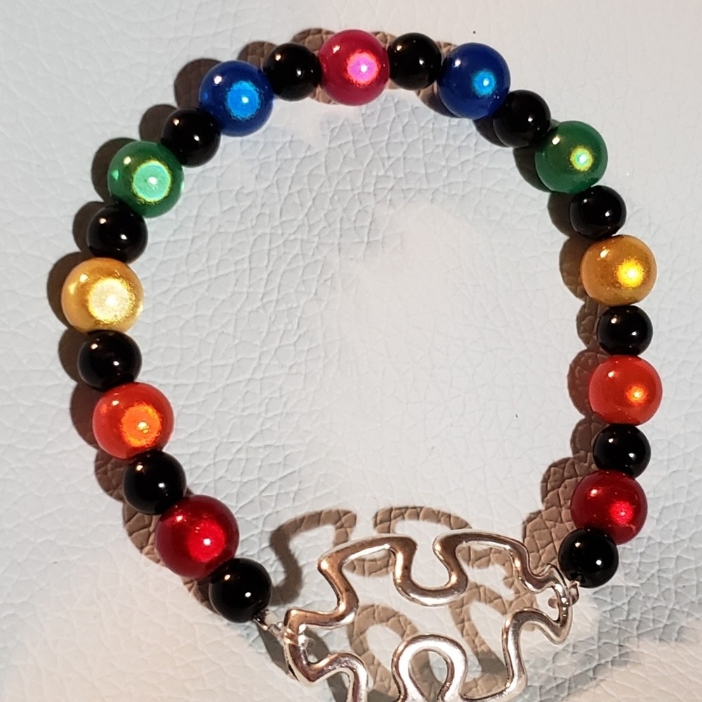 Beaded autism awareness bracelet